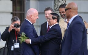 Prime ministers Christopher Luxon and Pham Minh Chinh in Wellington on 11 March 2024.