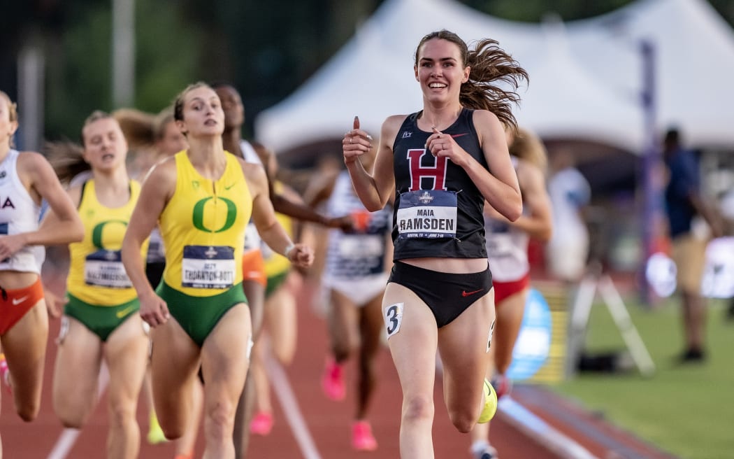 New Zealand athlete Maia Ramsden wins the women's 1500 meters final at the 2023 NCAA Track and Field Championships, Texas.