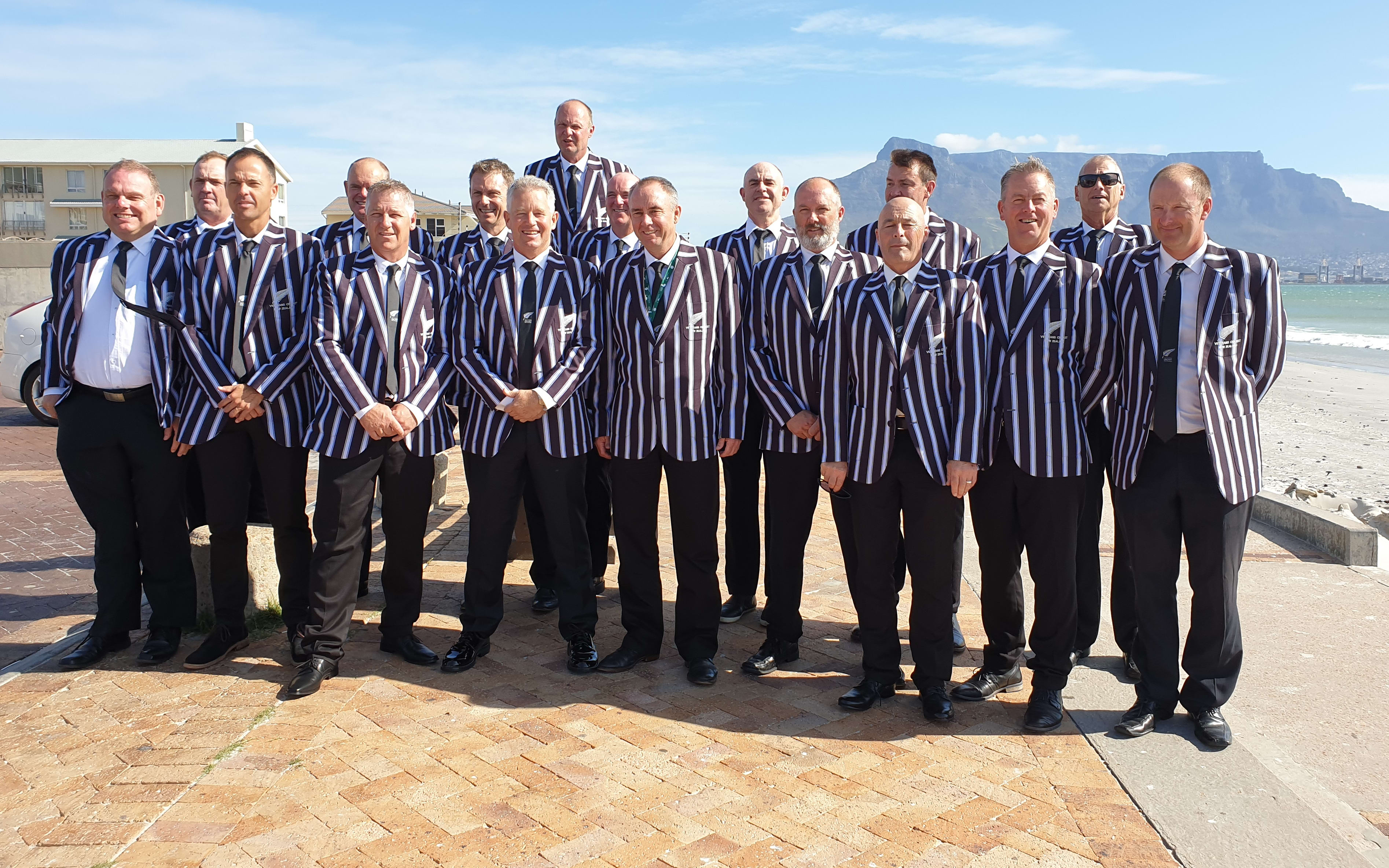 The New Zealand over 50s cricket team at the World Cup in Cape Town, South Africa.