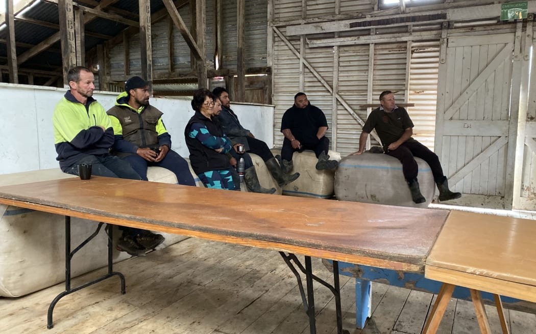 A dozen or so farmers attended a meeting with the council in a woolshed just past the slip on Monday.