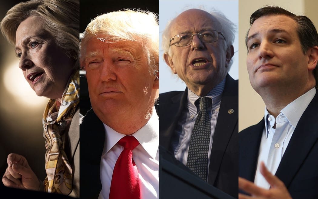 US presidential hopefuls (from left) Hillary Clinton, Donald Trump, Bernie Sanders and Ted Cruz.
