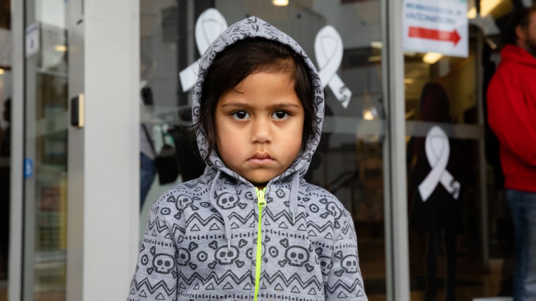 Tui Matthews' son Horomona was one of the children in line to get a vaccination.