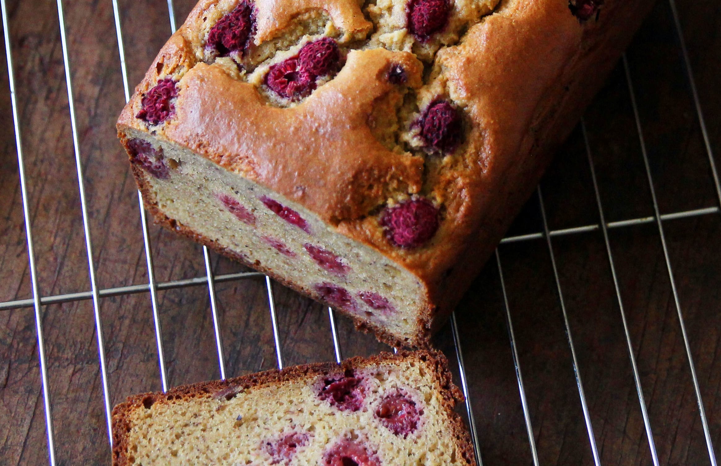 Peanut Butter Banana Raspberry Loaf