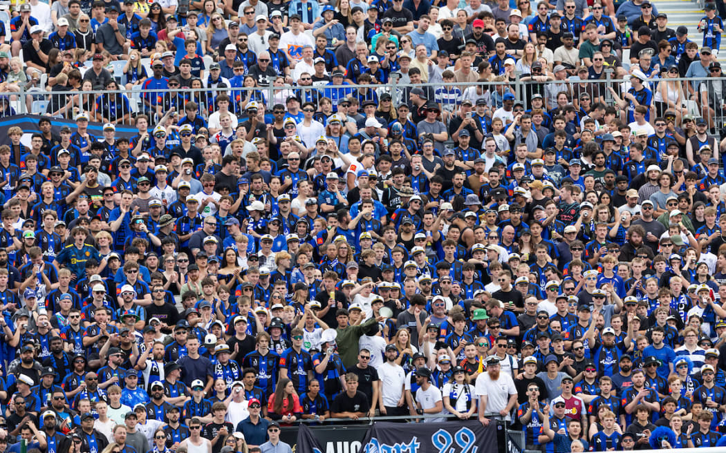 Auckland FC supporters during the A-League football match between Auckland FC v Wellington Phoenix held at Go Media Stadium - Auckland.