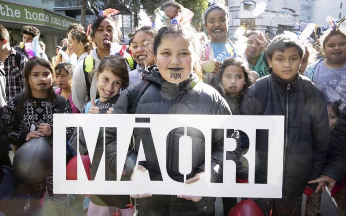 04072016 Photo: Rebekah Parsons-King. Maori language week kicks off with a parade from Wellington Train Station to Te Papa. 4000+ people paraded through wellington to promote Te Reo.
