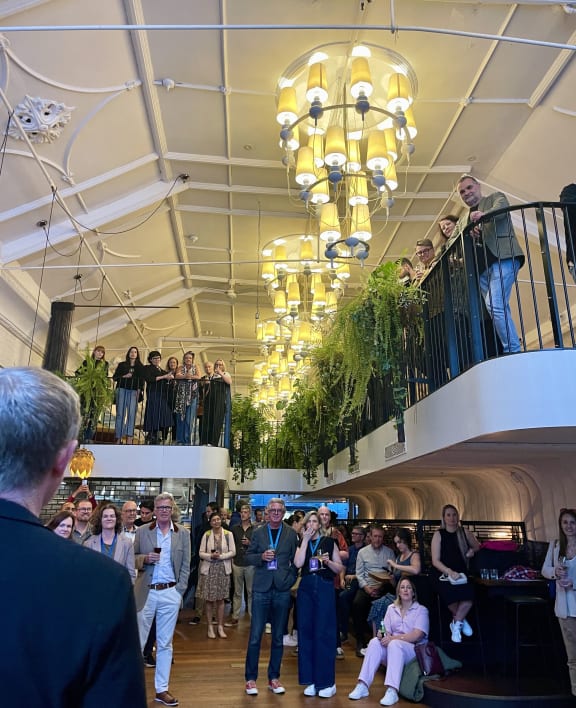 The crowd that gathered to Bury the Bird in Auckland.