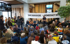 Protest at Canterbury Regional Council building 14 September 2017