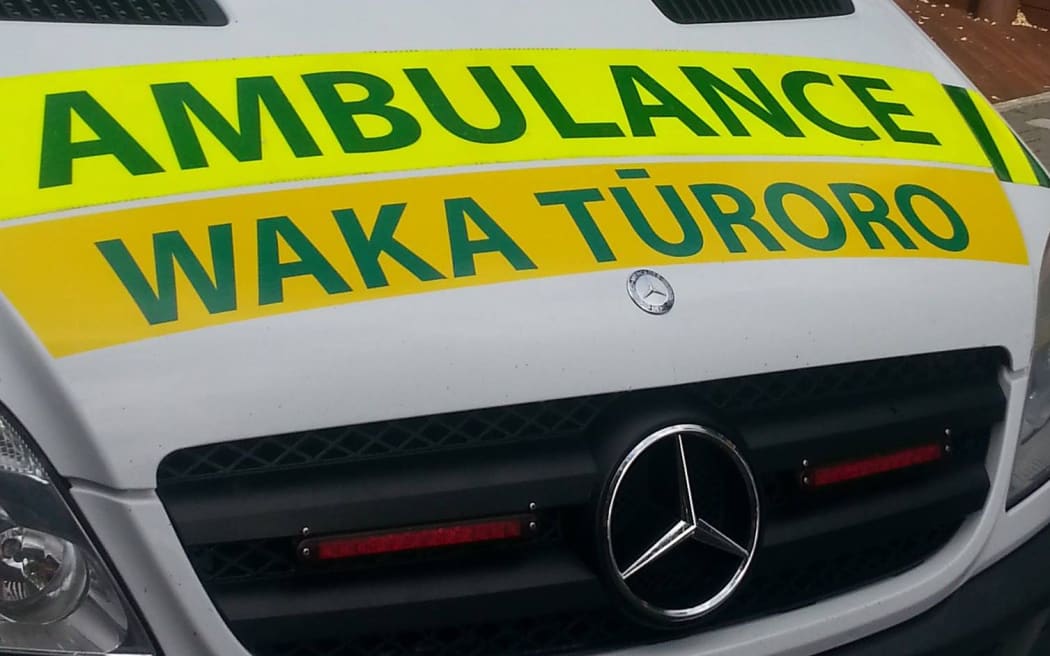 An ambulance with signage in Te Reo Māori.