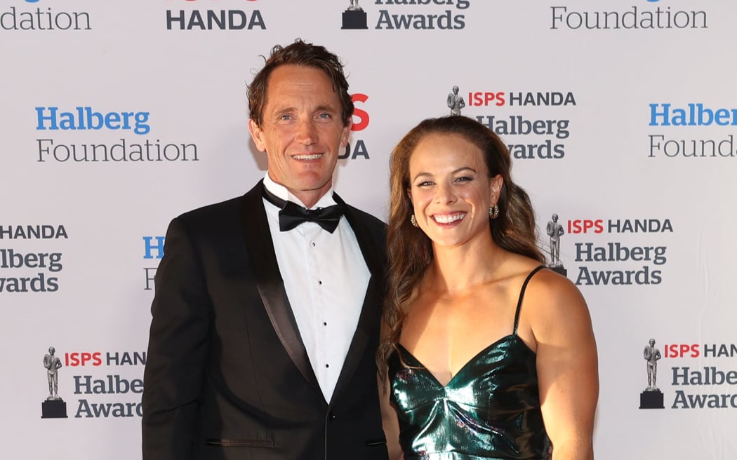 Gordon Walker and Dame Lisa Carrington at the Halberg Awards.