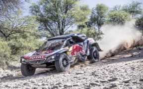 Carlos Sainz (ESP) of Team Peugeot in 2018 Dakar Rally.