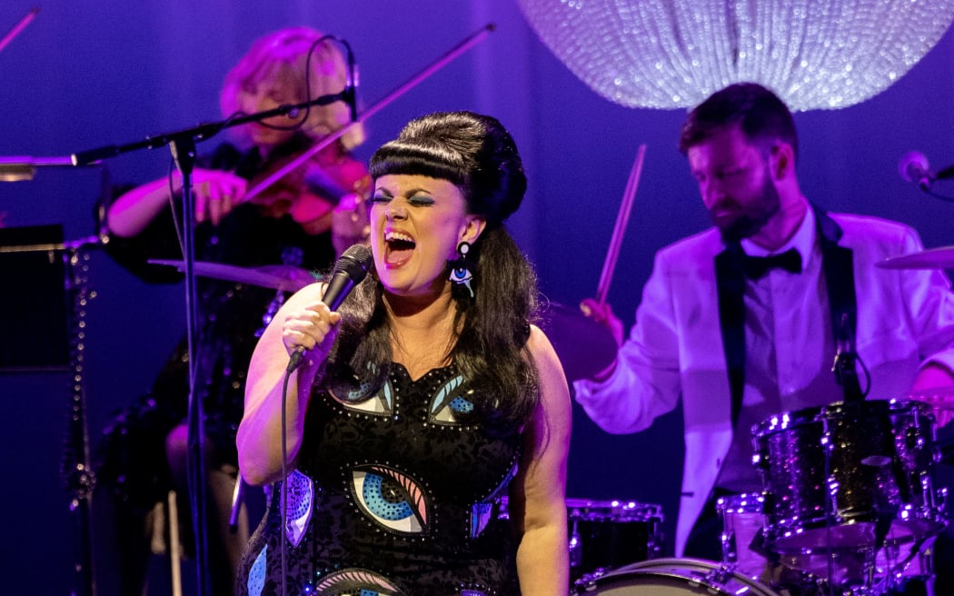 AUCKLAND, NEW ZEALAND - NOVEMBER 14: Tami Neilson performs at the Civic Theatre on November 14, 2020 in Auckland, New Zealand. Rescheduled from June and September due to COVID-19, the BRASS, STRINGS â€¦ SING! tour sees Tami Neilson perform in Christchurch, Wellington and Auckland with special guest artists Troy Kingi, Nadia Reid and Delaney Davidson. (Photo by Dave Simpson/WireImage)