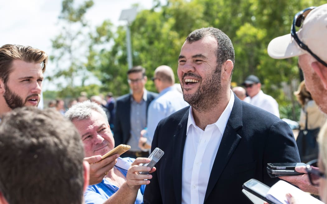 Michael Cheika talking to the media in 2016.
