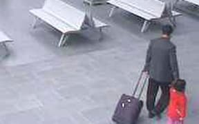 Nai Yin Xue at Melbourne's Southern Cross station with 'Pumpkin'