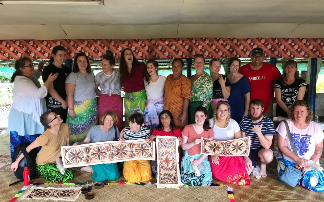 A group of educators on one of the malaga in Vaiafai Iva, Samoa