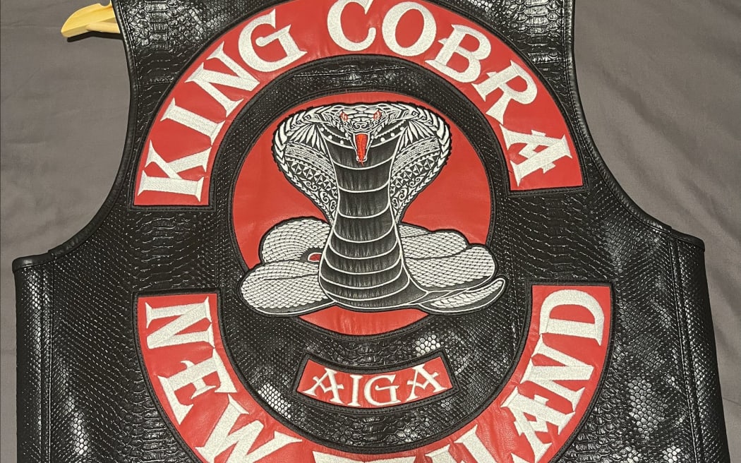 A patched King Cobra jacket that was seized by police.
