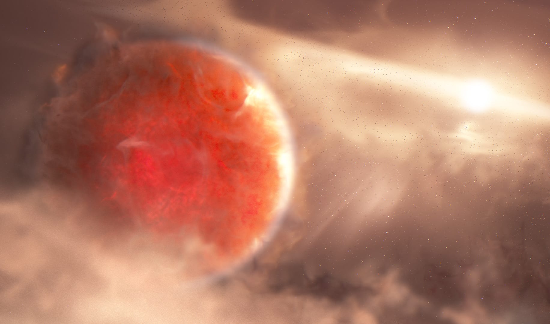 Artist's impression of AB Aurigae b, which is estimated to be nine times more massive than Jupiter.