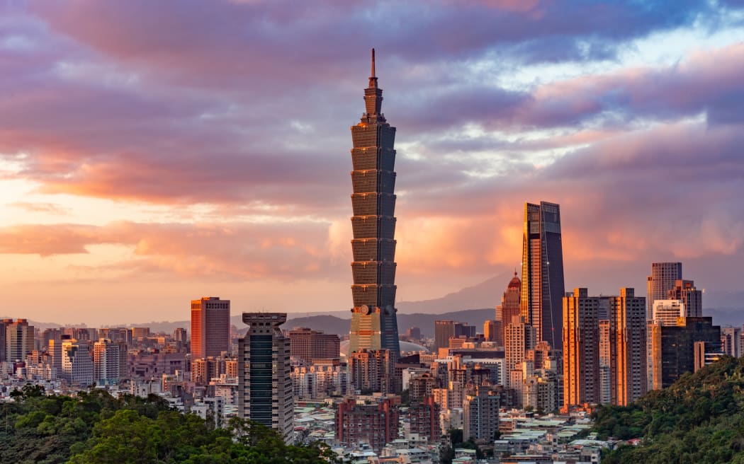 Taiwan's Taipei City at sunset.