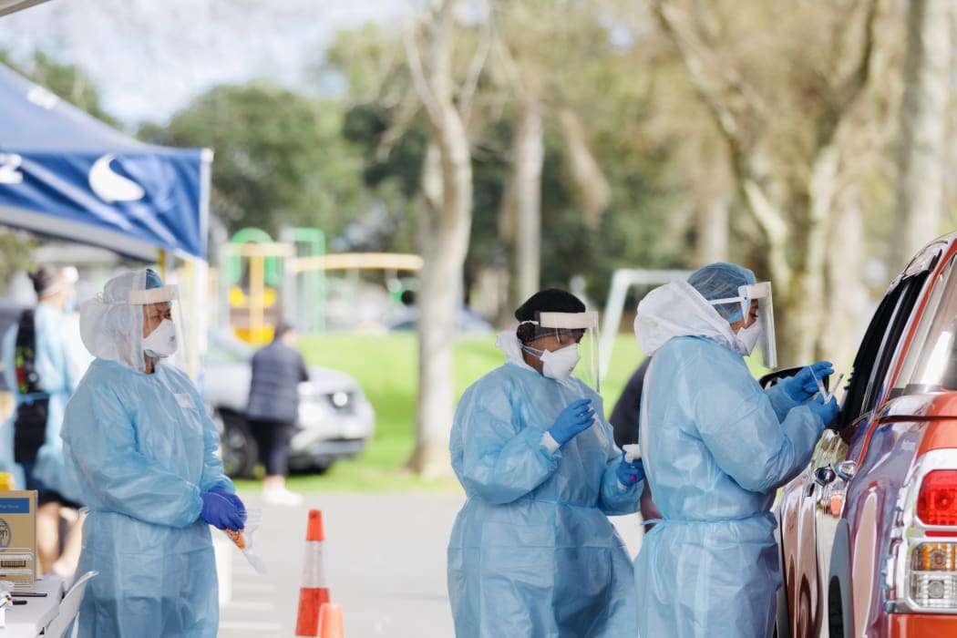 A testing station at the Samoan Assembly of God Church in South Auckland's Māngere.