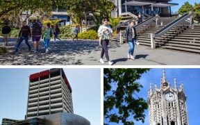 University of Canterbury campus; Victoria University of Wellington; University of Auckland
