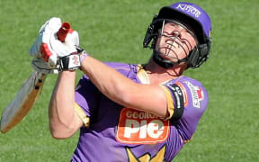 Canterbury King's Henry Nicholls plays a shot.