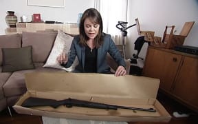 Heather du Plessis-Allan tweeted this photo of herself with the gun.