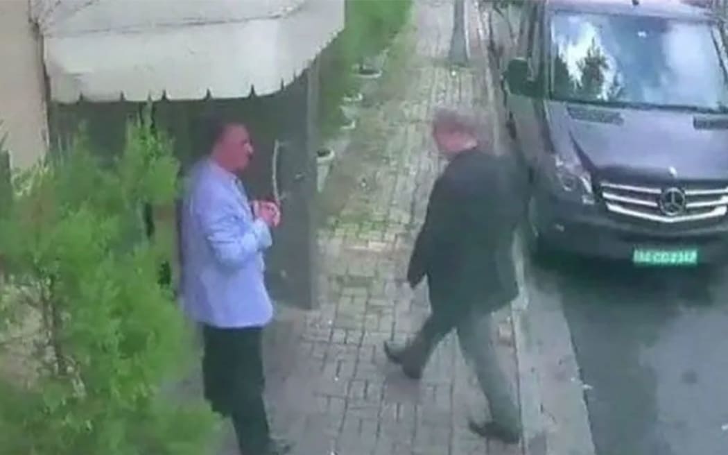 This CCTV image shows Jamal Khashoggi entering the Saudi consulate in Turkey on October 2, 2018.