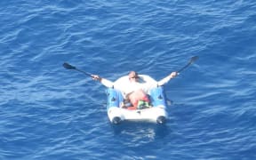 The missing fisherman was found off the coast of Tonga waving his paddles.