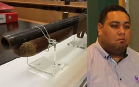 Gustav Sanft and the shotgun that killed his daughter Amokura Daniels-Sanft.