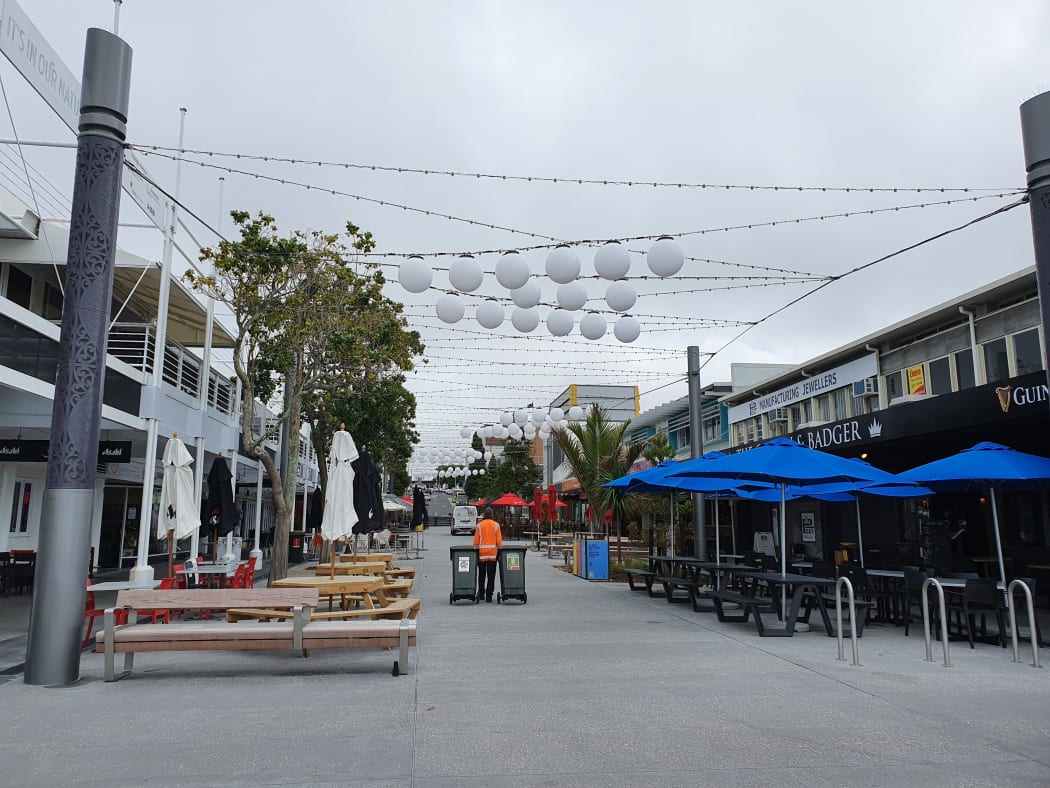 Wharf Street has been made into a pedestrian mall but was empty when our reporter visited.