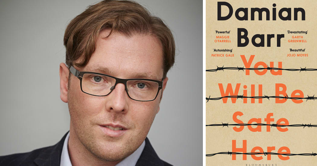 Damian Barr and the cover of his book "You Will Be Safe Here"