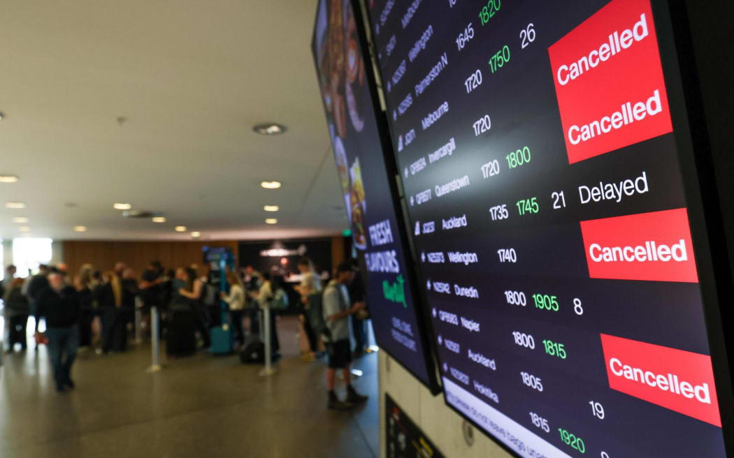 Mass cancellations at Christchurch Airport as wild weather disrupts several flights.