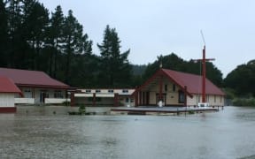 Floodwaters at Otiria marae and surrounds on Friday.