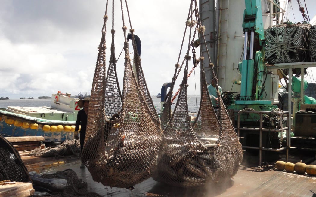 The Marshall Islands expects its fisheries revenue will be down by as much as 20 percent, the first decline after eight years of revenue increases — in part because tuna transshipment operations (pictured) are down 60 percent in 2020