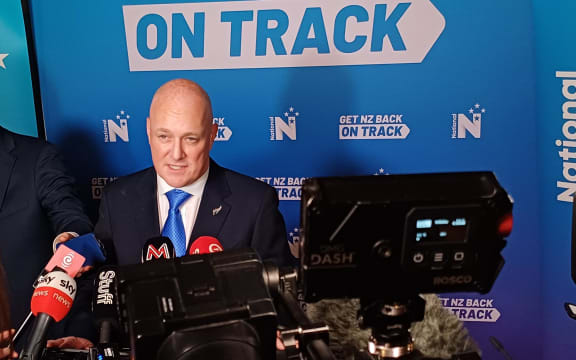 Christopher Luxon speaks to media on election night