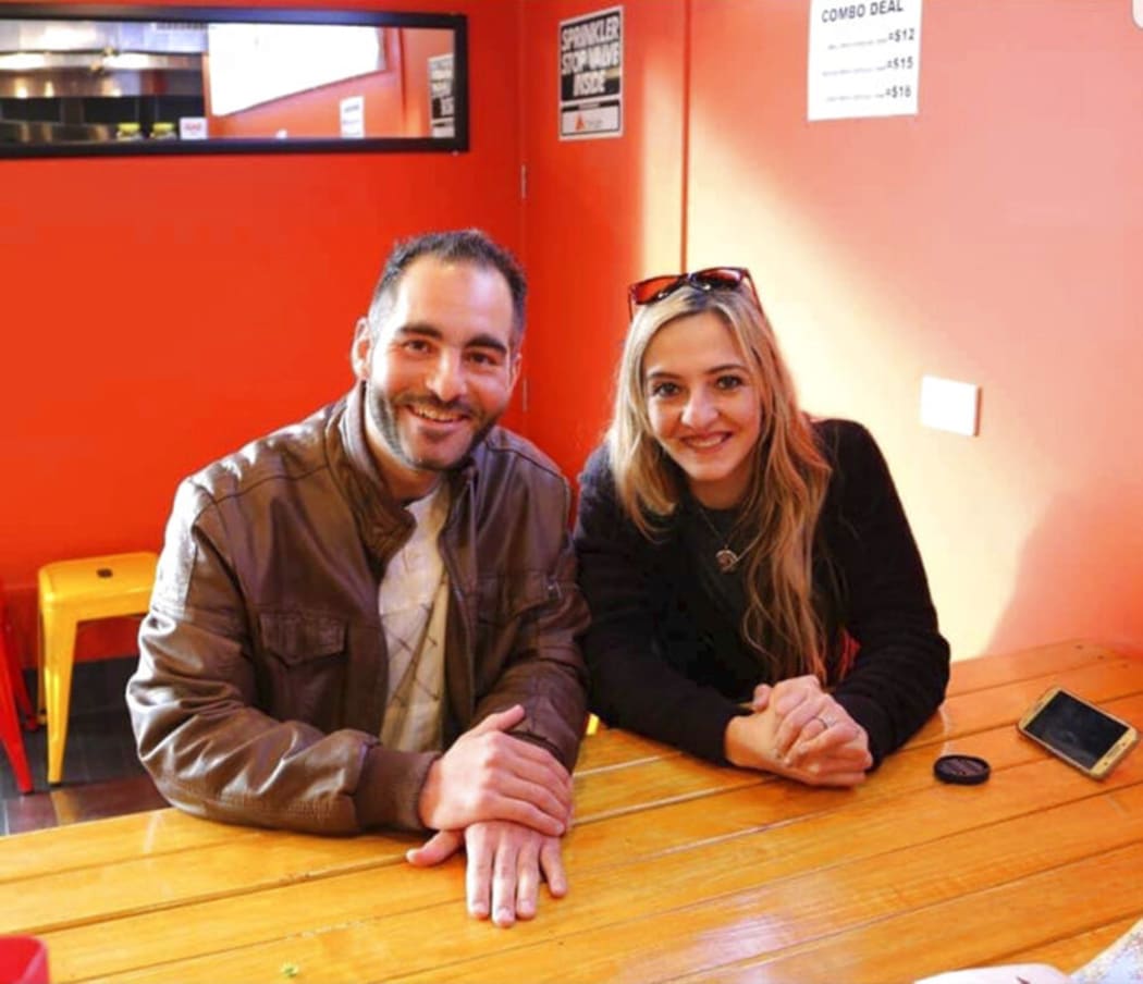 This photo provided by Aya Al-Umari shows Hussein Al-Umari and his sister, Aya Al-Umari, in early 2018. Hussein, left, 35, was killed in the Al Noor mosque attack in Christchurch, New Zealand, on Friday, March 15, 2019. (Aya Al-Umari via AP)