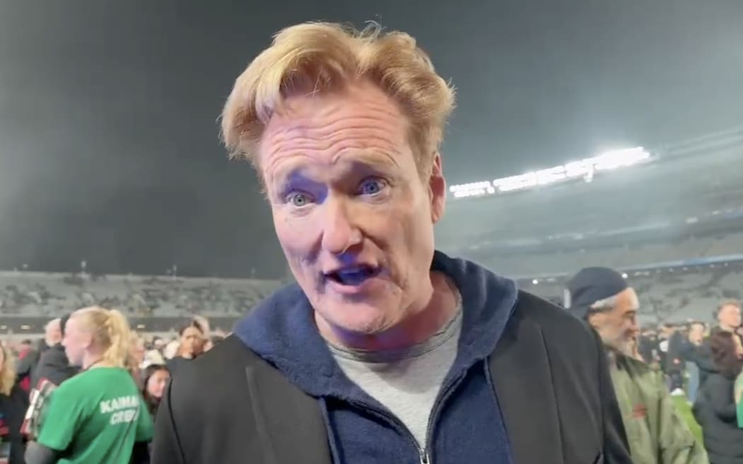 US TV host Conan O'Brien at Eden Park Sunday night.