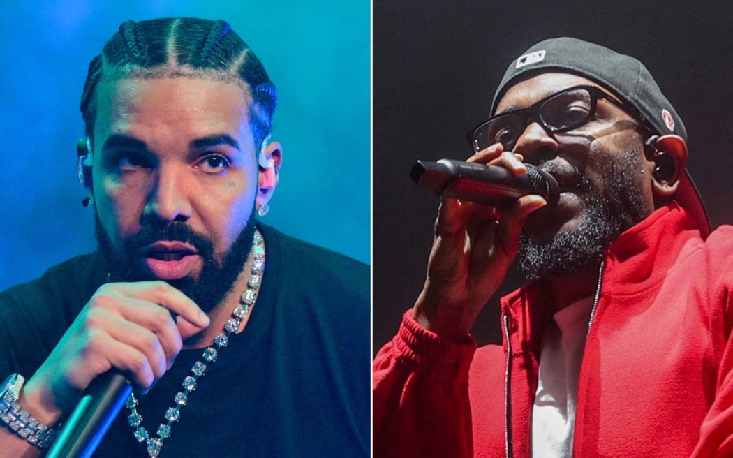 Composite image of rappers Drake and Kendrick Lamar