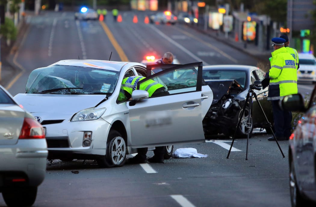 The scene of the crash on Symonds Street.