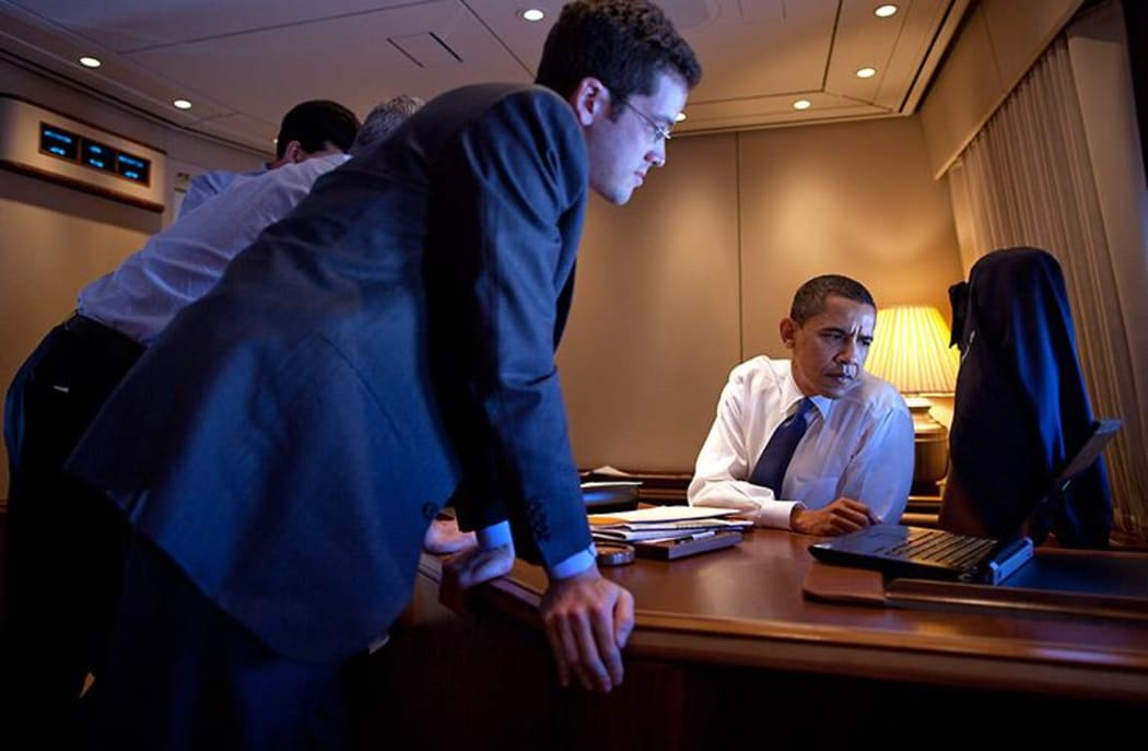 Adam Frankel with Barack Obama working on a speech