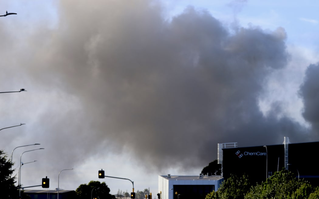 Smoke over James Fletcher Drive on Wednesday morning.