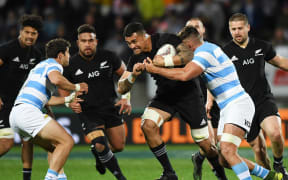 Vaea Fifita on the charge against Argentina.