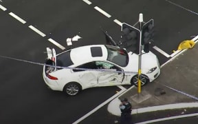 The scene of a stabbing attack in Sydney today.