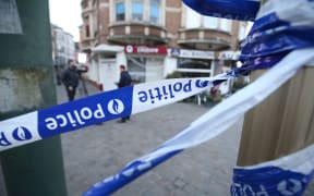 Police security perimeter on the Place Saint Denis - Sint-Denijsplaats.