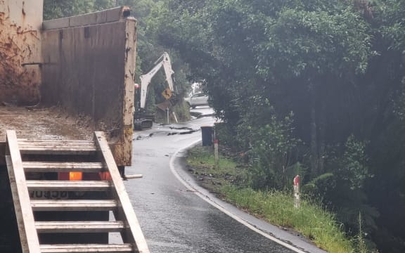 Slip on a road in west Auckland