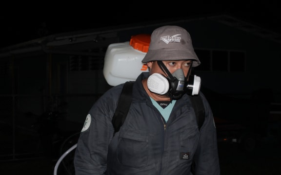 In the early hours yesterday, Te Marae Ora Ministry of Health, in collaboration with the Ministry of Agriculture, conducted two block sprays around public areas on Rarotonga as part of Operation Namu25 to control the spread of dengue fever on the island. A dengue outbreak has been declared in Rarotonga, with seven cases reported in the last 18 days. Picture: COOK ISLANDS HEALTH PROMOTION/25052337