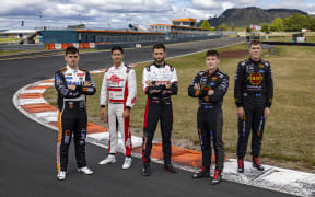 New Zealand Supercars drivers -  ITM Taupo Super400, Event 03 of the Repco Supercars Championship, Taupo, Taupo, , New Zealand. 19 Apr, 2024.
From left Ryan Wood, Jaxon Evans, Andre Heimgartner, Richie Stanaway, Matt Payne.