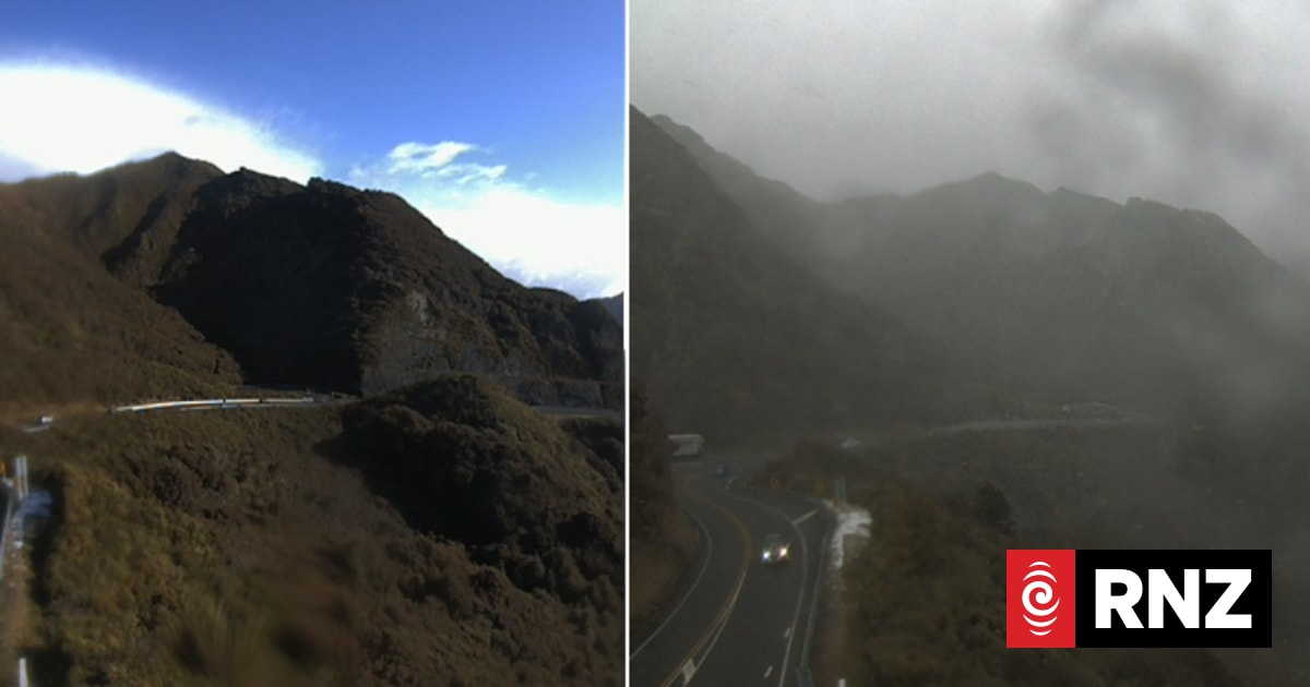 Camera captures sudden shift in weather as snow storm blows over Remutaka Ranges