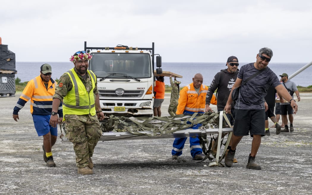 The RNZAF’s Sergeant Matatunoa Mata got an enthusiastic welcome when he landed at his home island of Ma’uke in the Cook Islands for Exercise Tropic Twilight