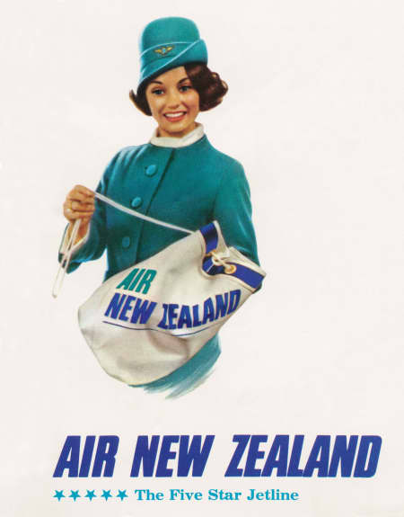 Air New Zealand uniform designed by Dior worn in the 1960s.