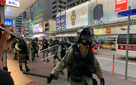 Hong Kong police in action